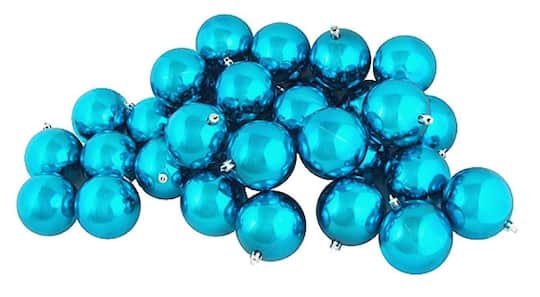 Northlight; 60ct Shiny Turquoise Blue Shatterproof Ball Ornaments; Category:Shatterproof Ornaments; Image:1